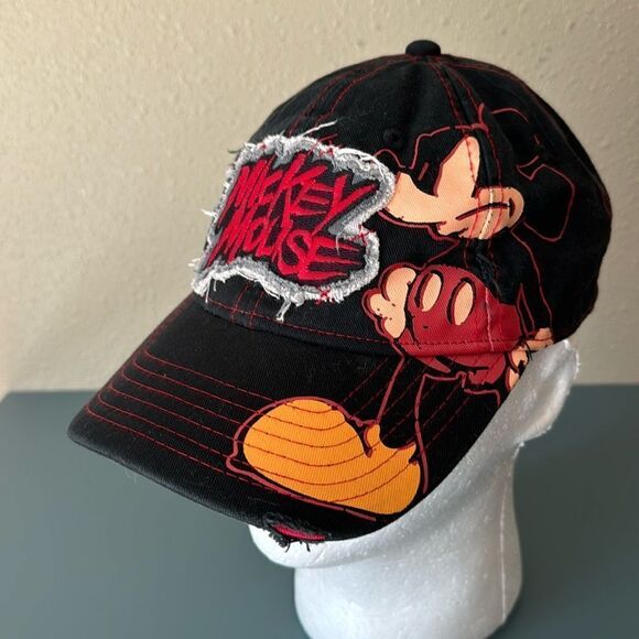 DISNEY PARKS Youth Distressed Mickey Mouse Strapback Hat - Picture 2 of 11